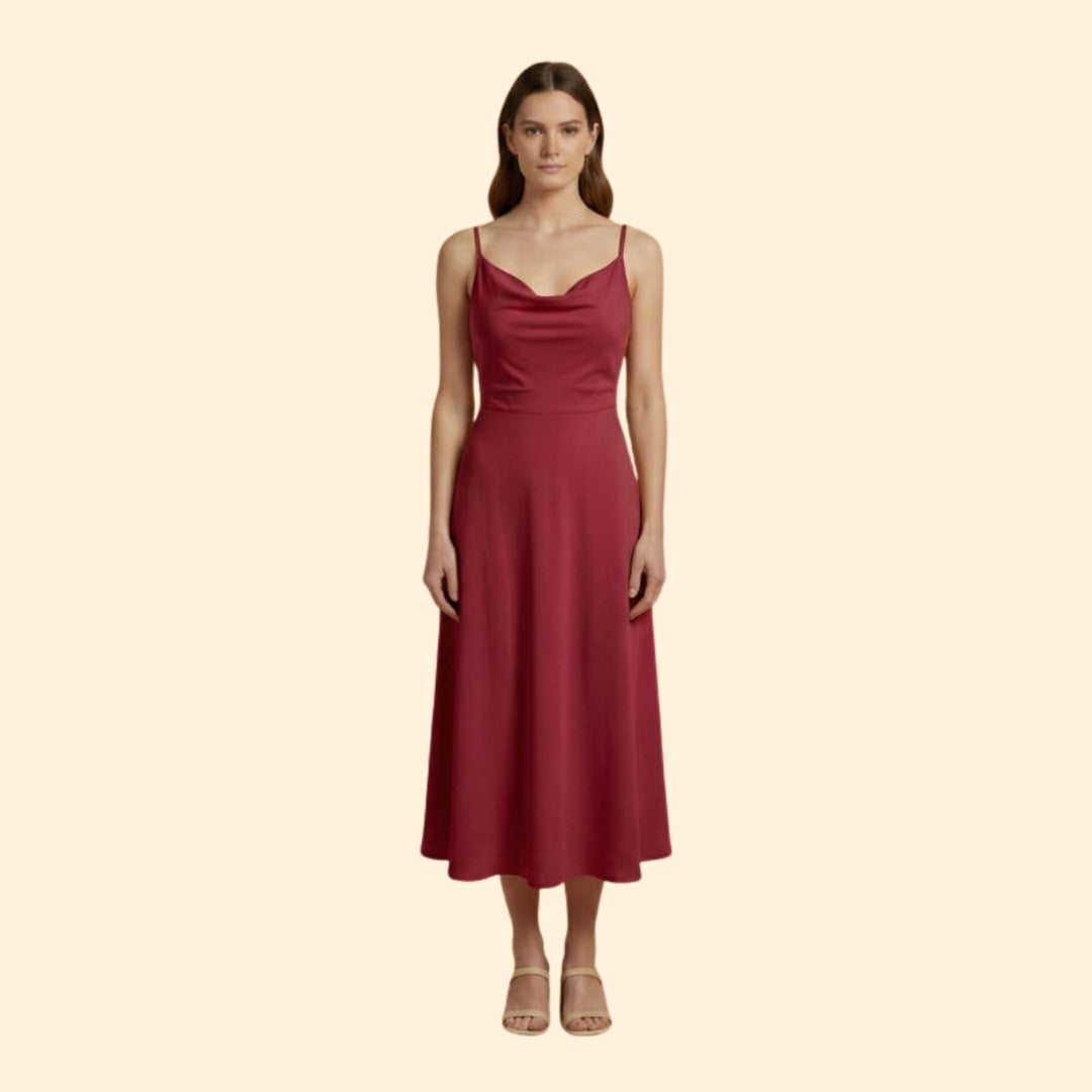 Women’s Midi Dress with Cowl Neckline