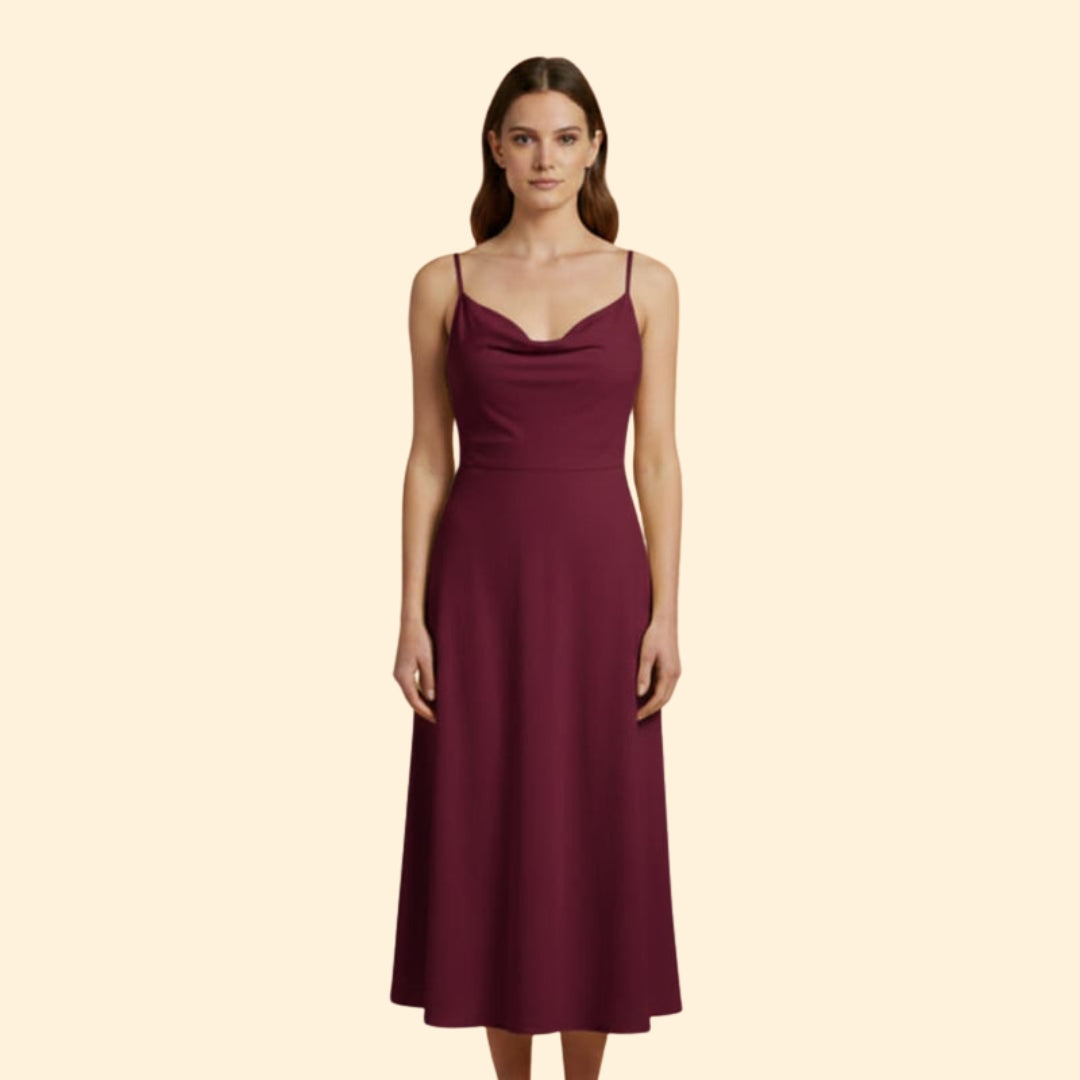 Women’s Midi Dress with Cowl Neckline