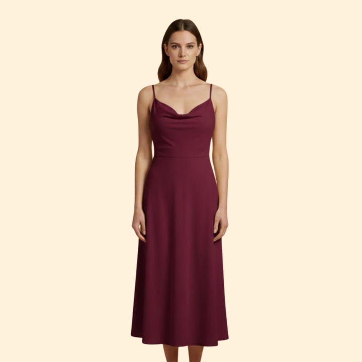 Women’s Midi Dress with Cowl Neckline