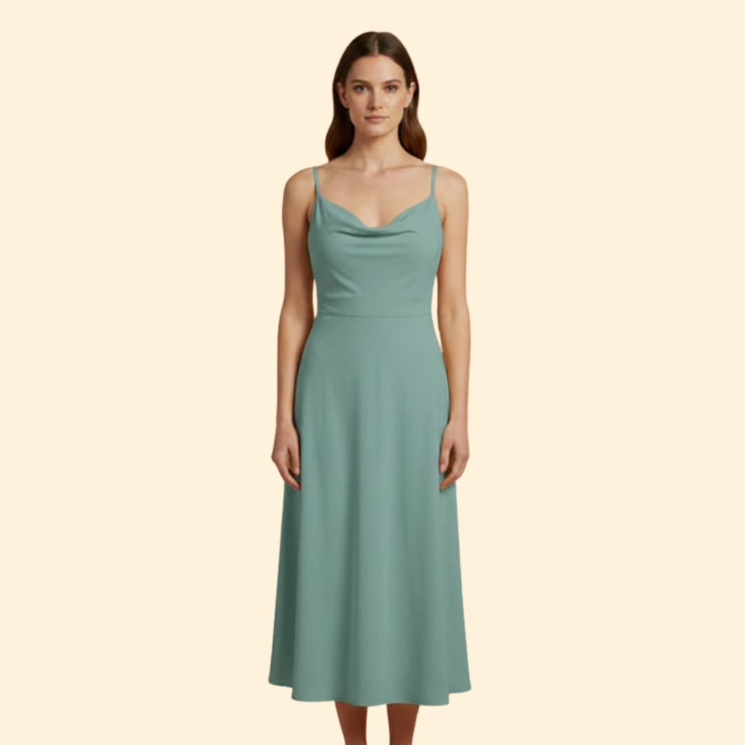 Women’s Midi Dress with Cowl Neckline