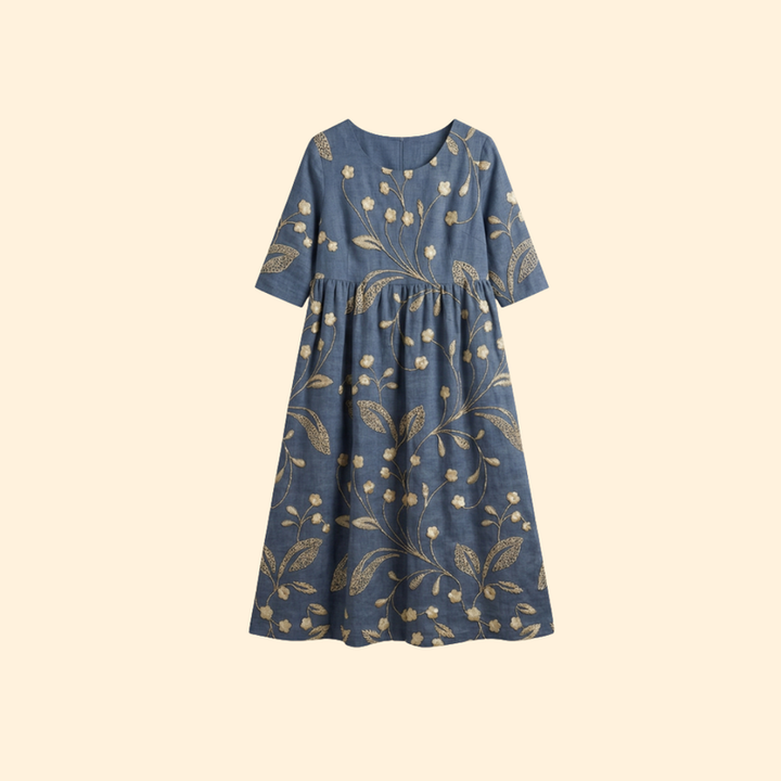 Women’s Midi Dress with Floral Embroidery