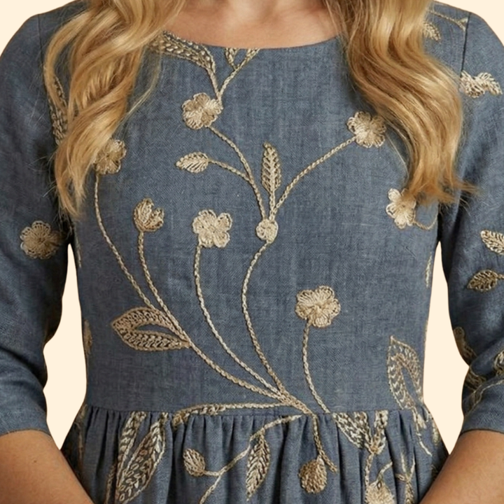 Women’s Midi Dress with Floral Embroidery