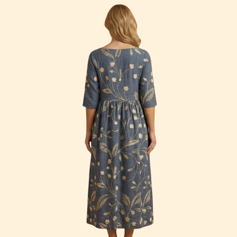 Women’s Midi Dress with Floral Embroidery
