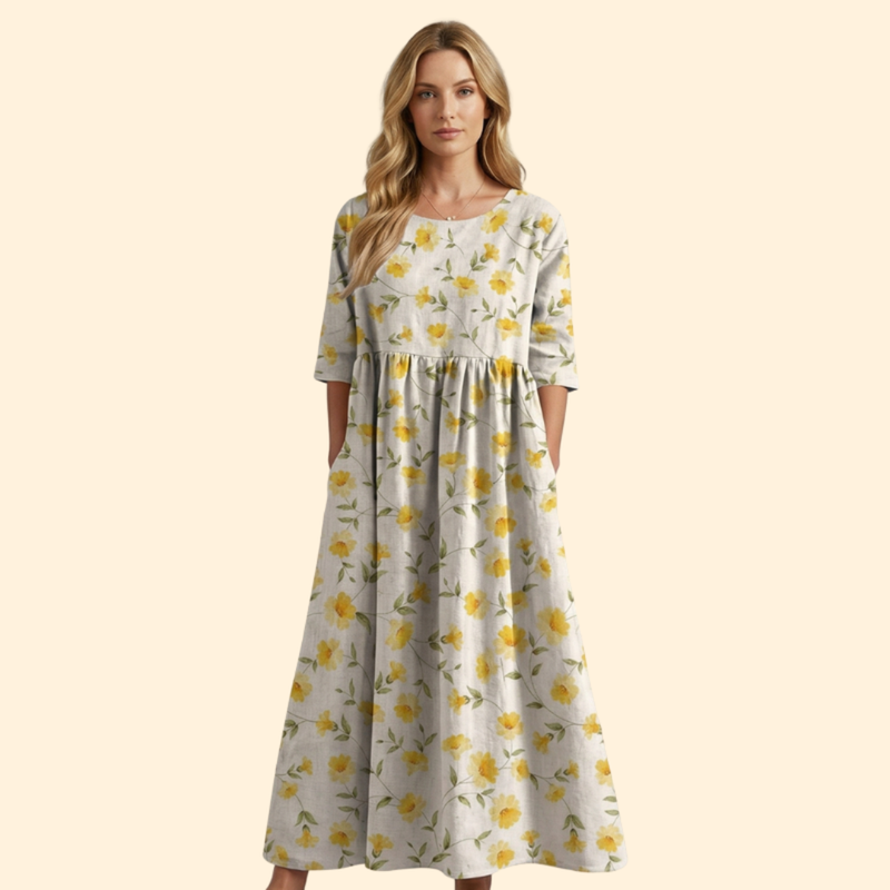 Women’s Midi Dress with Floral Embroidery