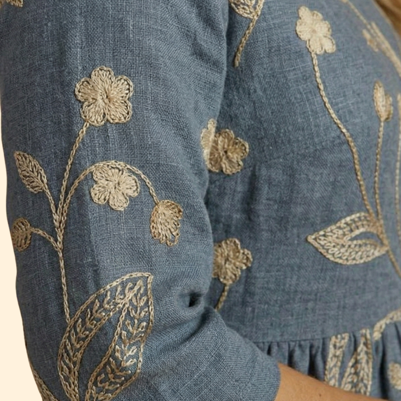 Women’s Midi Dress with Floral Embroidery