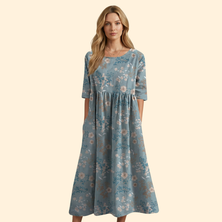 Women’s Midi Dress with Floral Embroidery