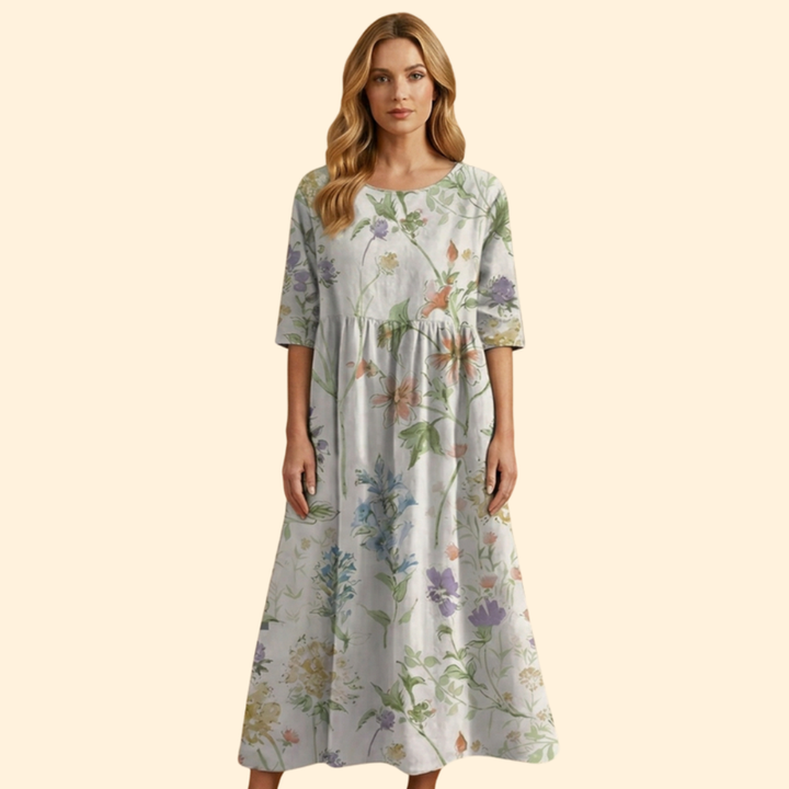Women’s Midi Dress with Floral Embroidery