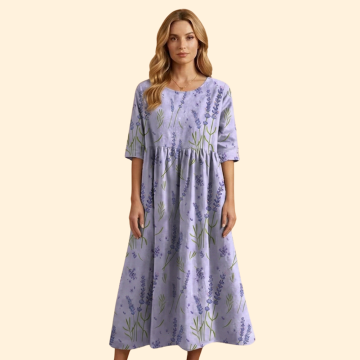 Women’s Midi Dress with Floral Embroidery