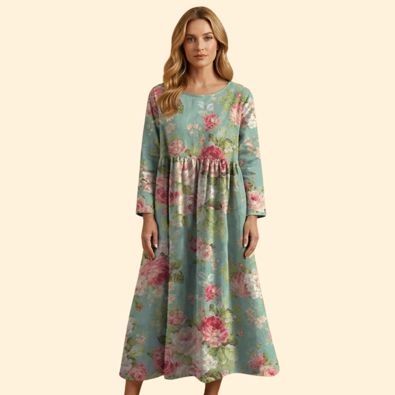 Women’s Midi Dress with Floral Embroidery