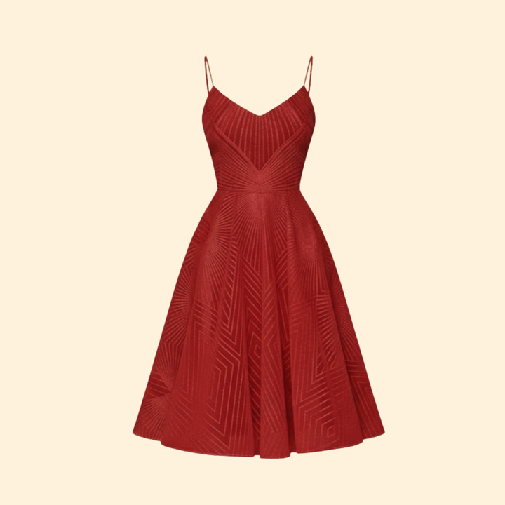 Women's Midi Dress with Geometric Lace Design