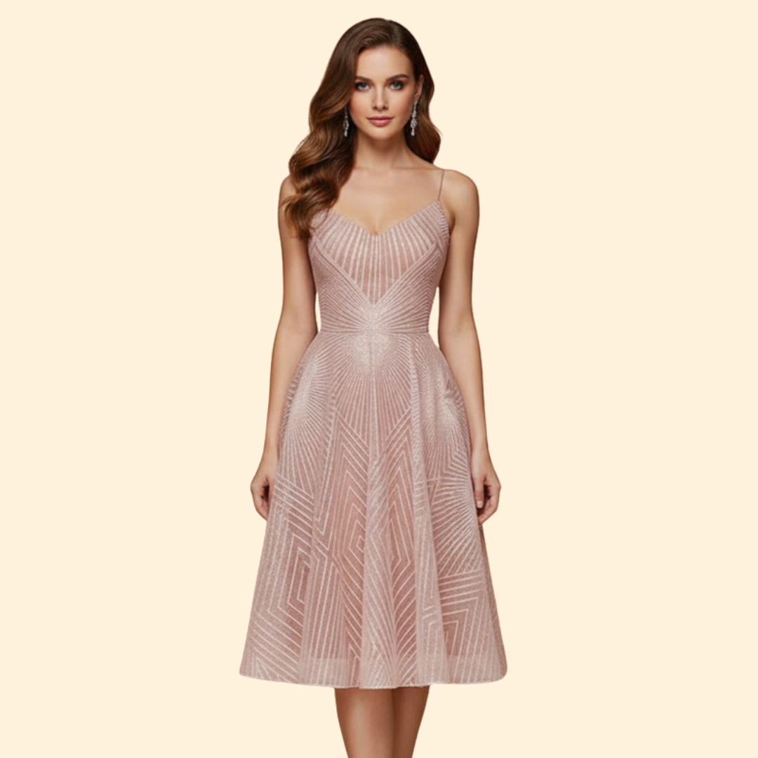 Women's Midi Dress with Geometric Lace Design