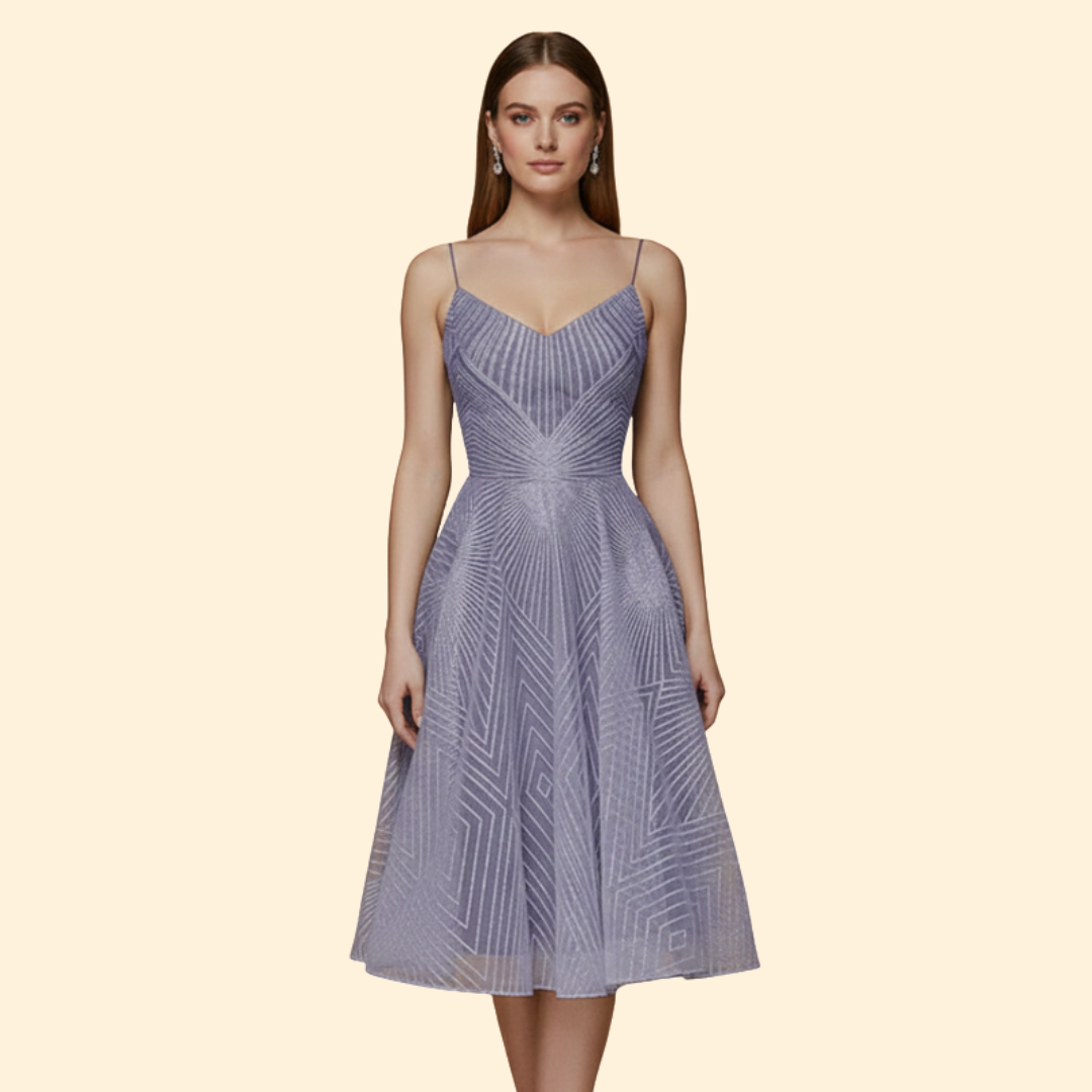 Women's Midi Dress with Geometric Lace Design