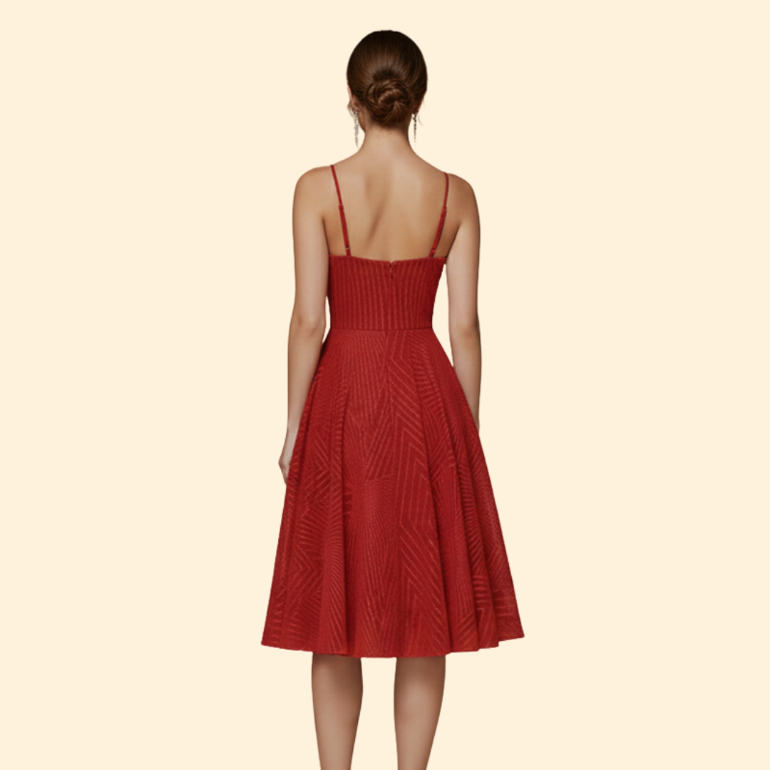 Women's Midi Dress with Geometric Lace Design