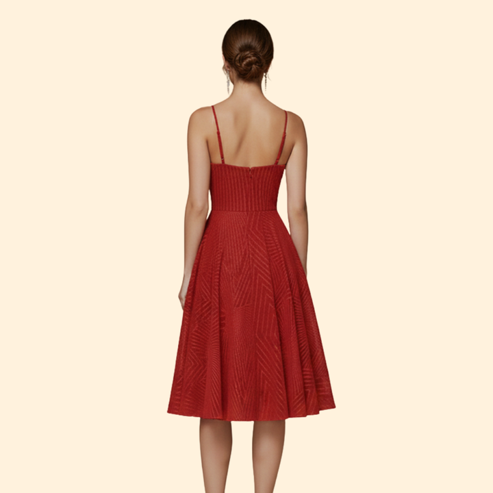 Women's Midi Dress with Geometric Lace Design