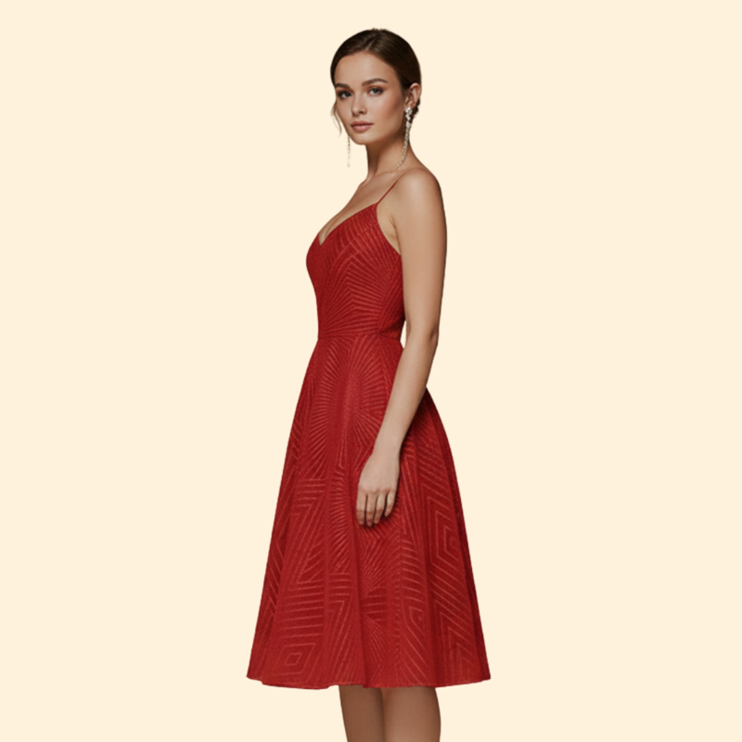 Women's Midi Dress with Geometric Lace Design