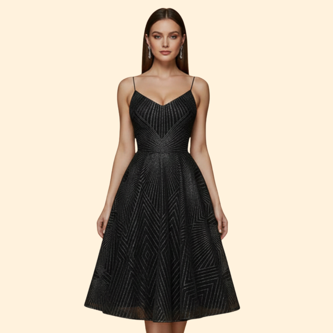 Women's Midi Dress with Geometric Lace Design