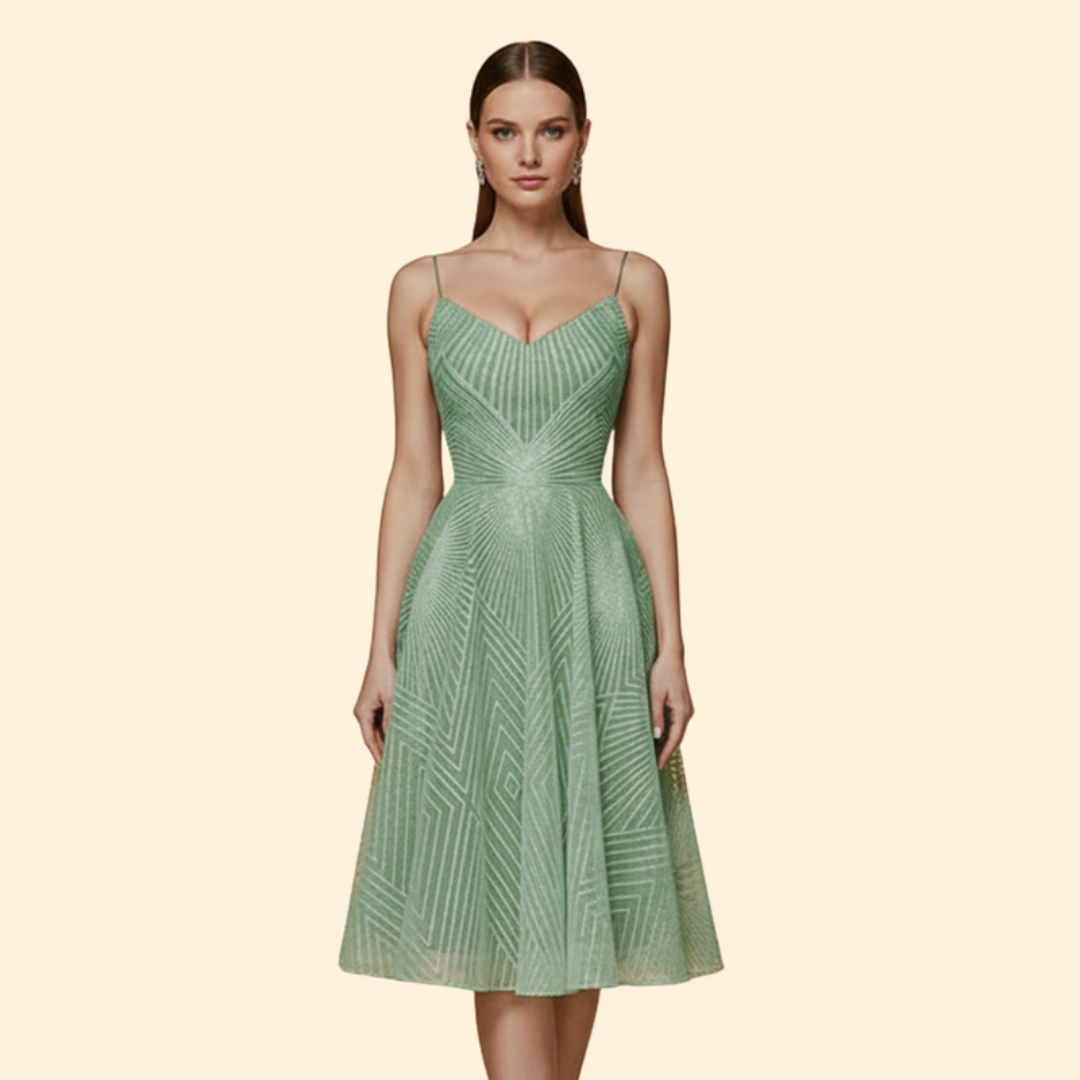 Women's Midi Dress with Geometric Lace Design