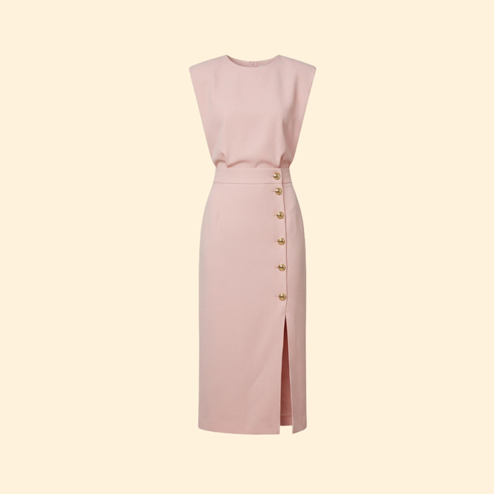 Women’s Midi Dress with Gold Button Details