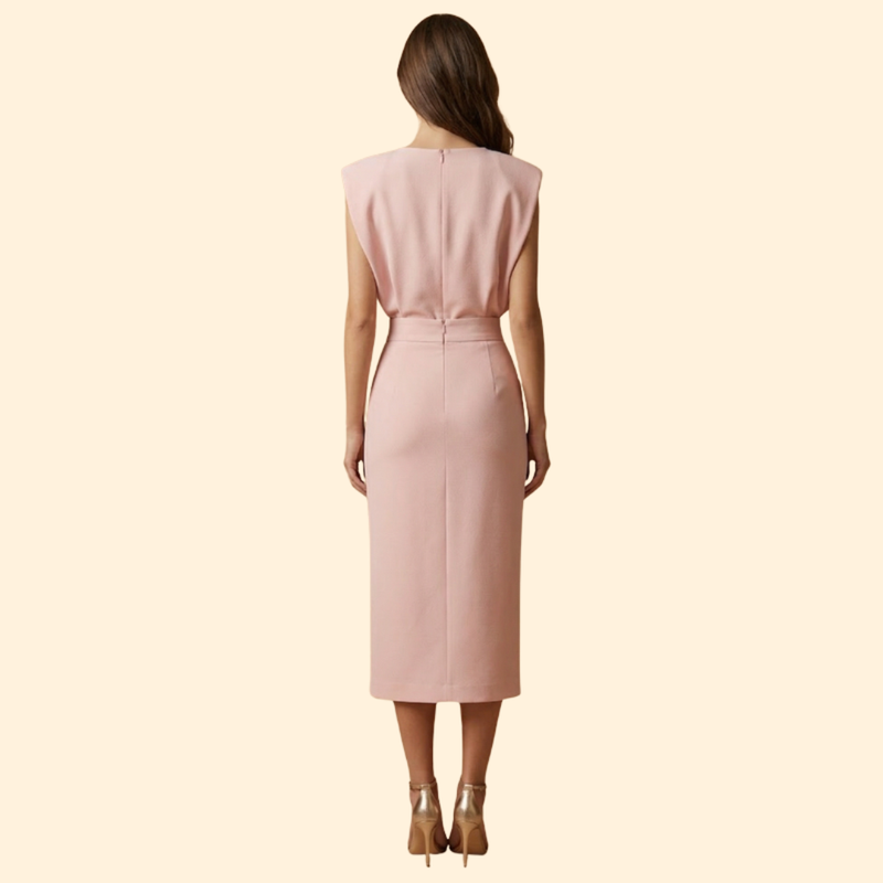 Women’s Midi Dress with Gold Button Details