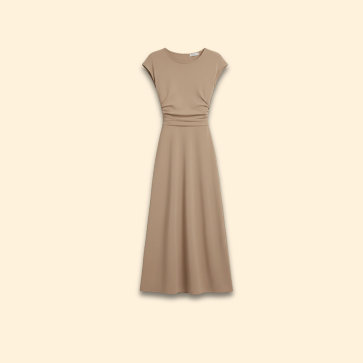 Women’s Midi Dress with High Waistband
