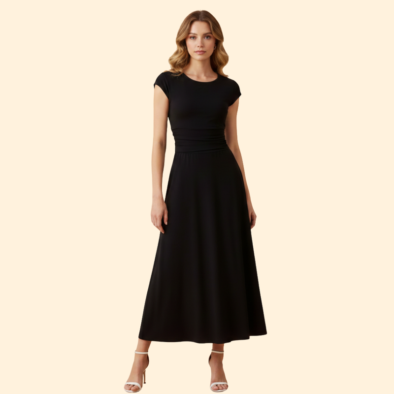 Women’s Midi Dress with High Waistband