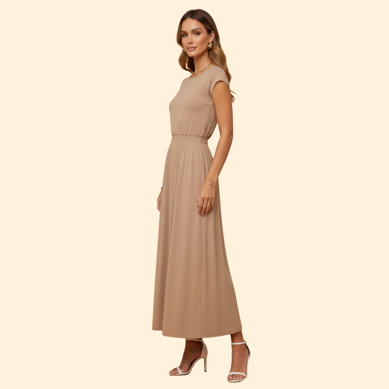 Women’s Midi Dress with High Waistband