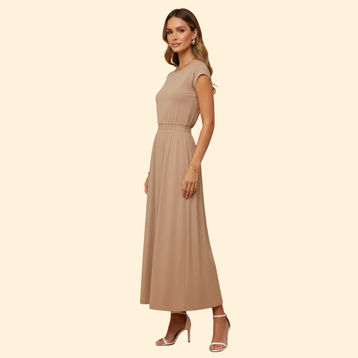 Women’s Midi Dress with High Waistband