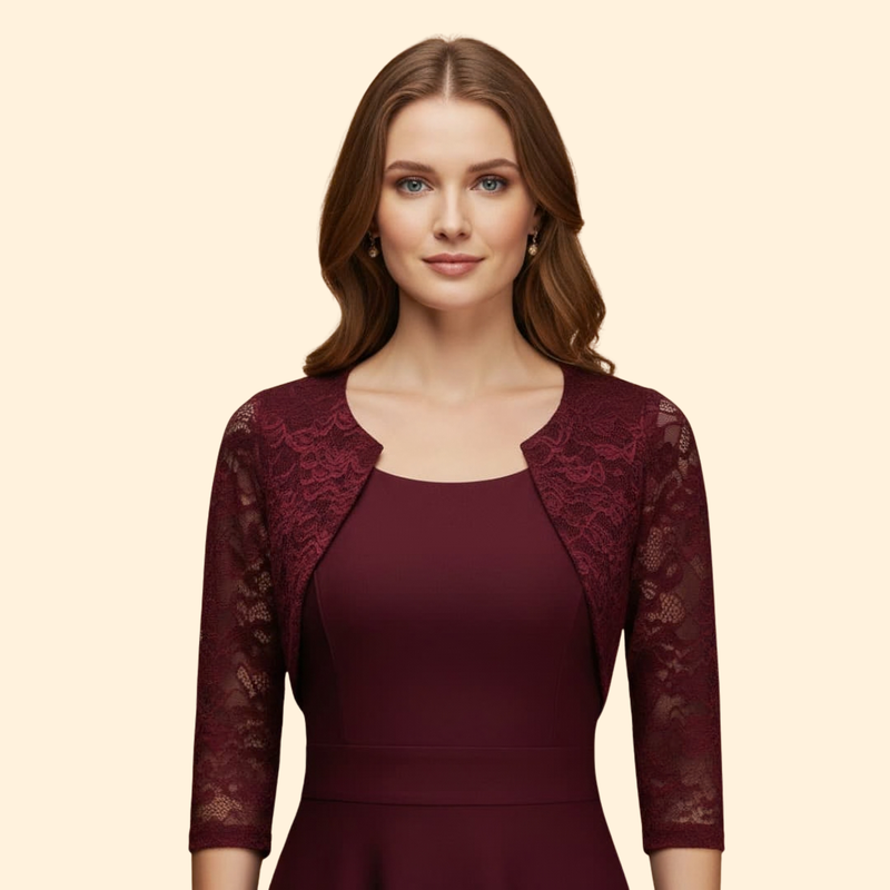 Women's Midi Dress with Lace Sleeves