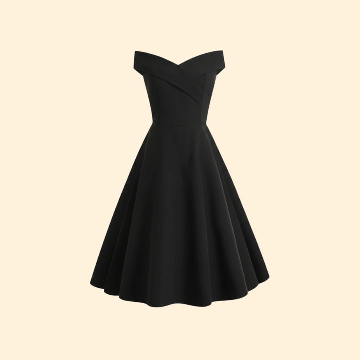 Women’s Midi Dress with Off-Shoulder Neckline