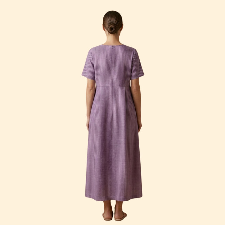 Women’s Midi Dress with Pleated Waist