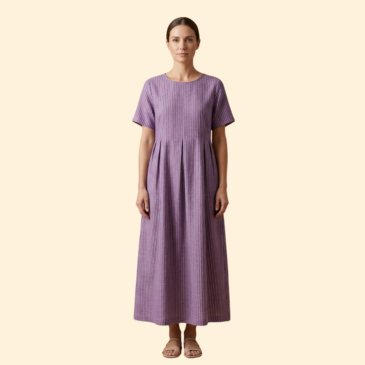 Women’s Midi Dress with Pleated Waist