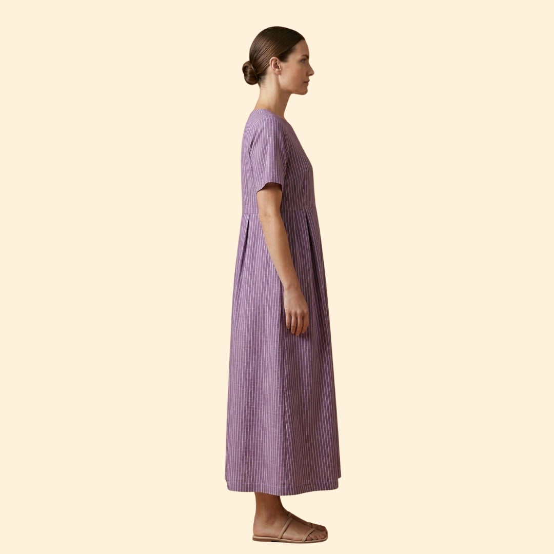 Women’s Midi Dress with Pleated Waist