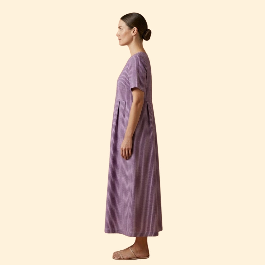 Women’s Midi Dress with Pleated Waist