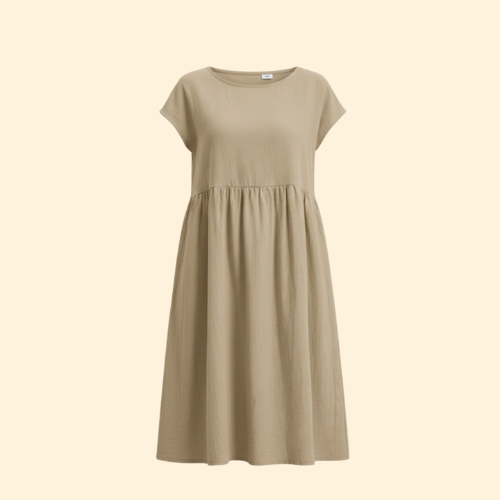 Women’s Midi Dress with Pockets and Boat Neckline