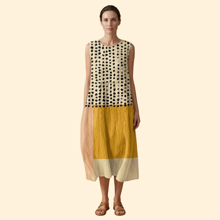 Women’s Midi Dress with Polka Dot Pattern