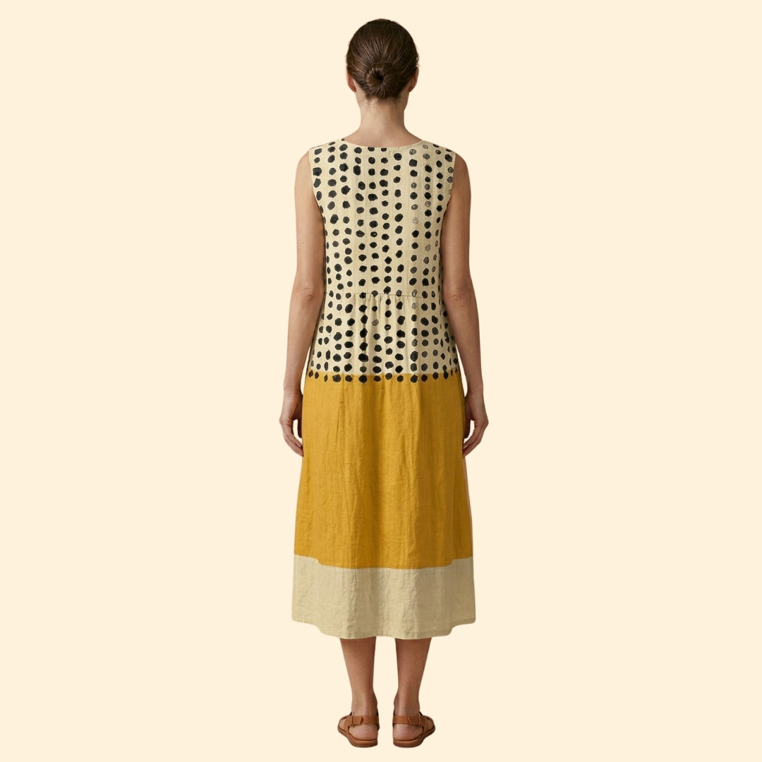 Women’s Midi Dress with Polka Dot Pattern