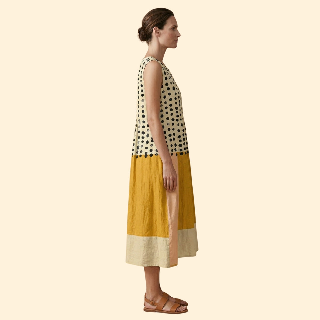 Women’s Midi Dress with Polka Dot Pattern