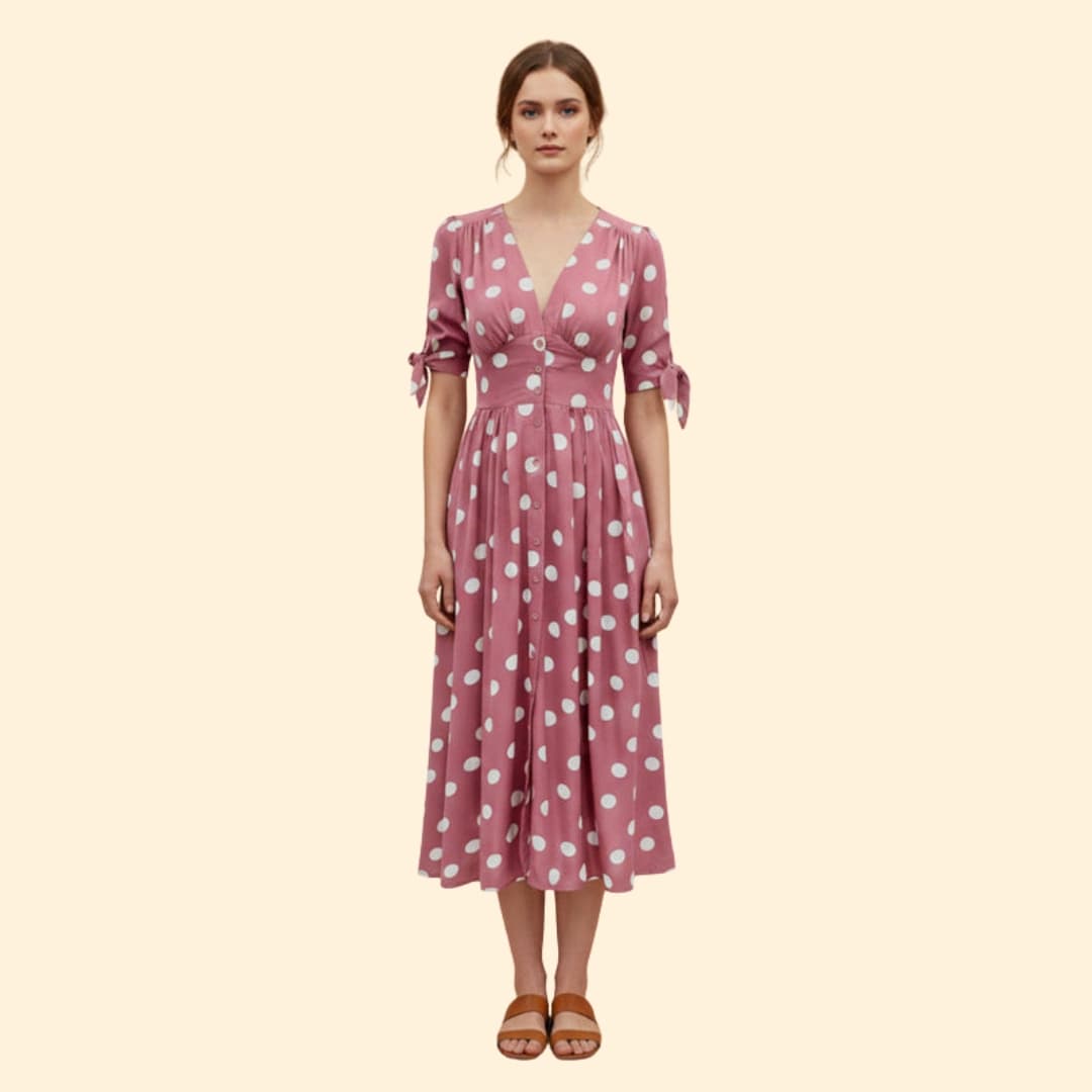 Women's Midi Dress with Polka Dots