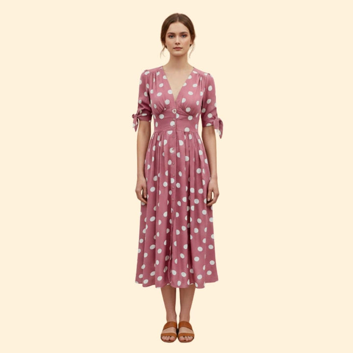 Women's Midi Dress with Polka Dots