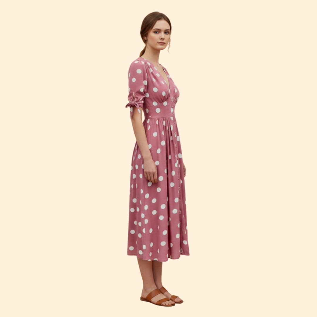 Women's Midi Dress with Polka Dots