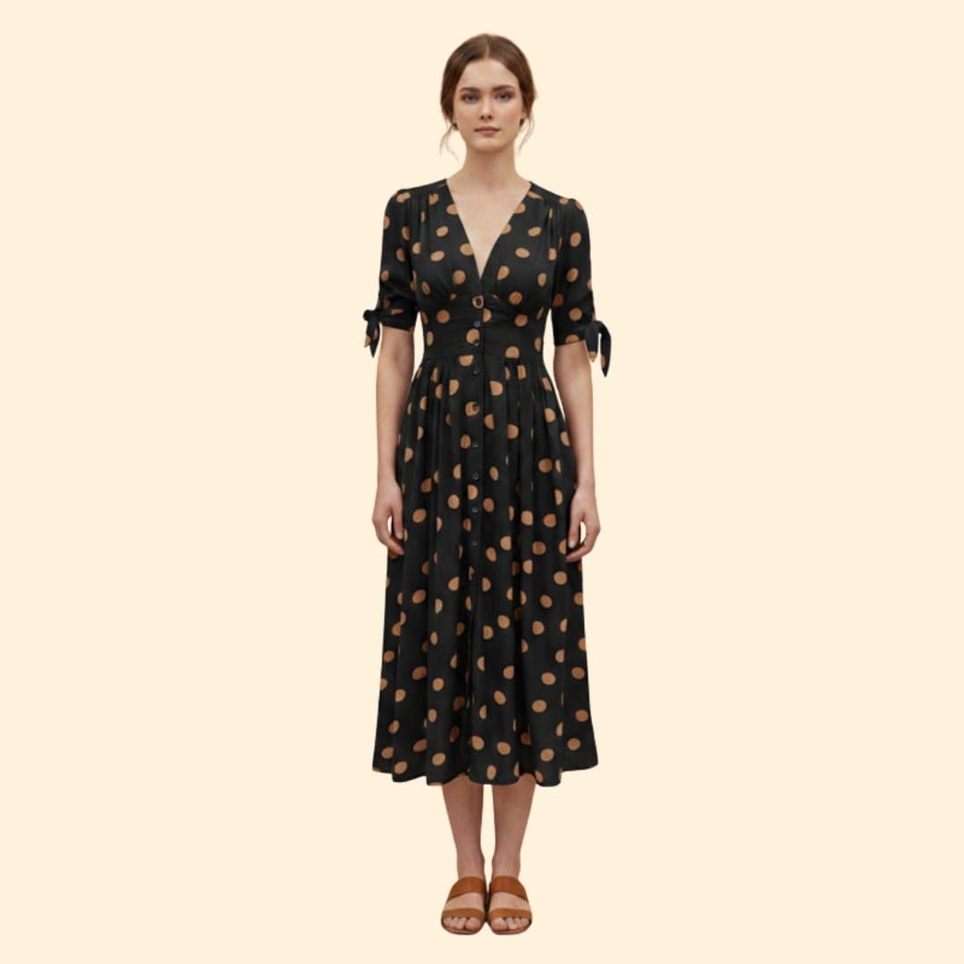 Women's Midi Dress with Polka Dots