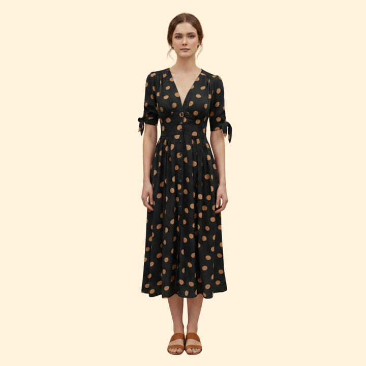 Women's Midi Dress with Polka Dots