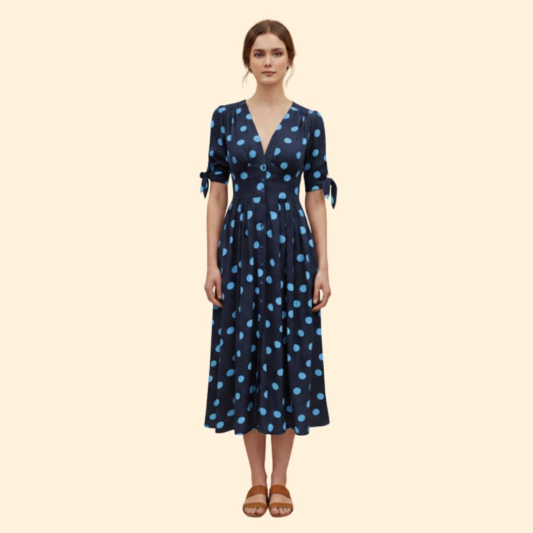 Women's Midi Dress with Polka Dots