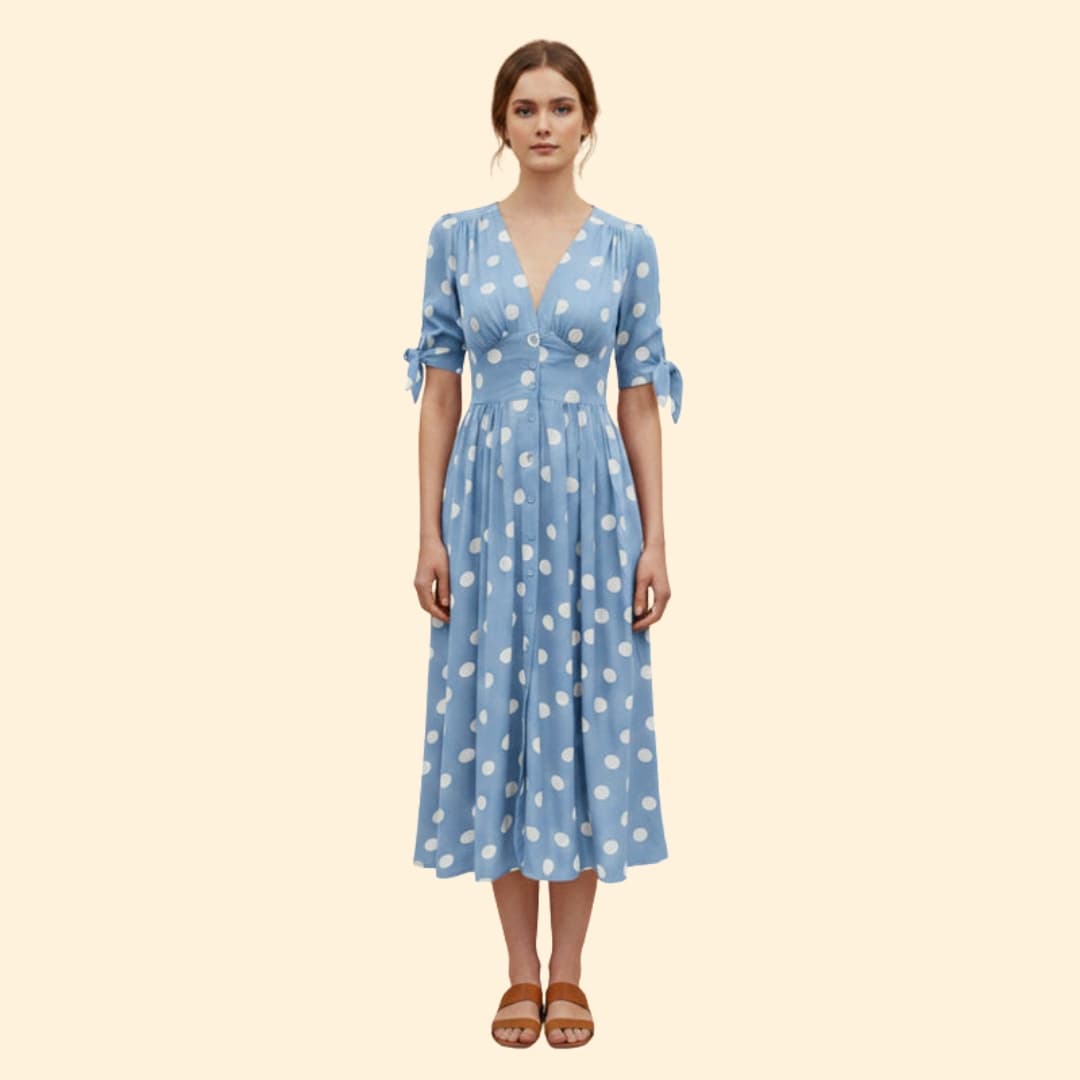 Women's Midi Dress with Polka Dots