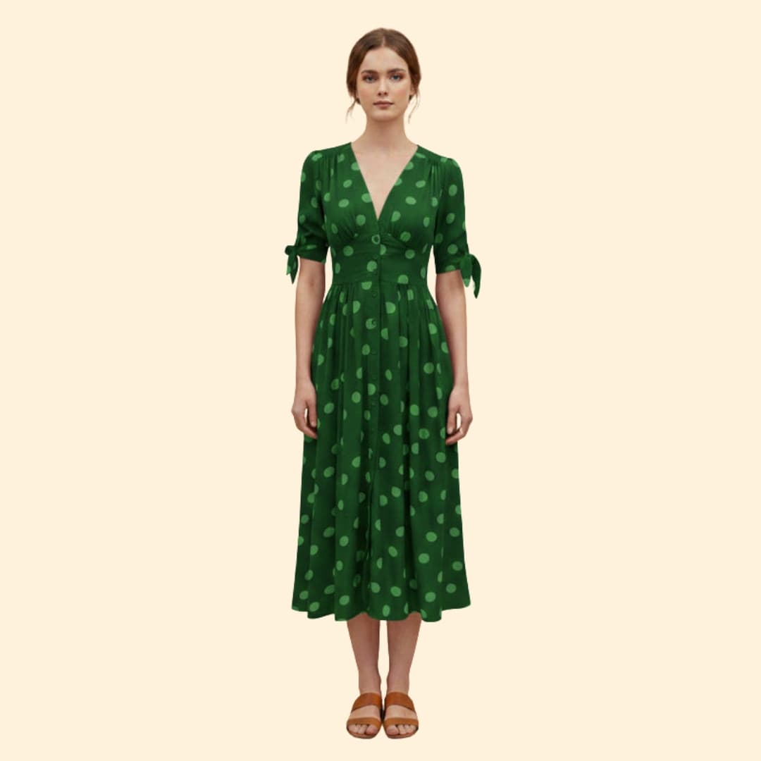 Women's Midi Dress with Polka Dots