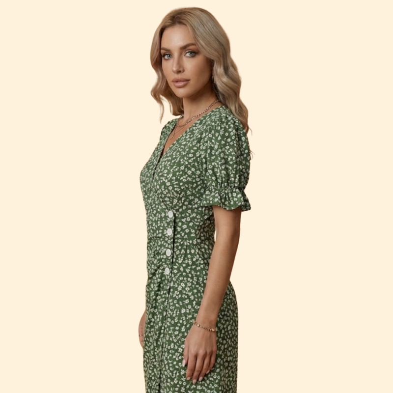 Women’s Midi Dress with Ruffle Sleeves