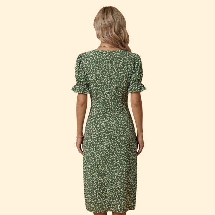 Women’s Midi Dress with Ruffle Sleeves