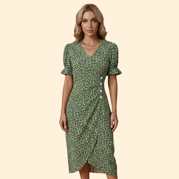 Women’s Midi Dress with Ruffle Sleeves