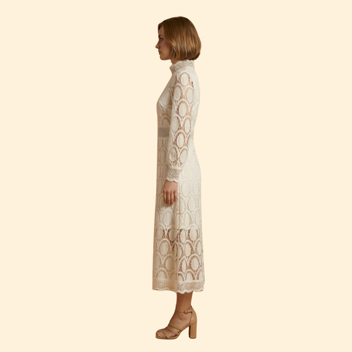 Women’s Midi Dress with Scalloped Lace