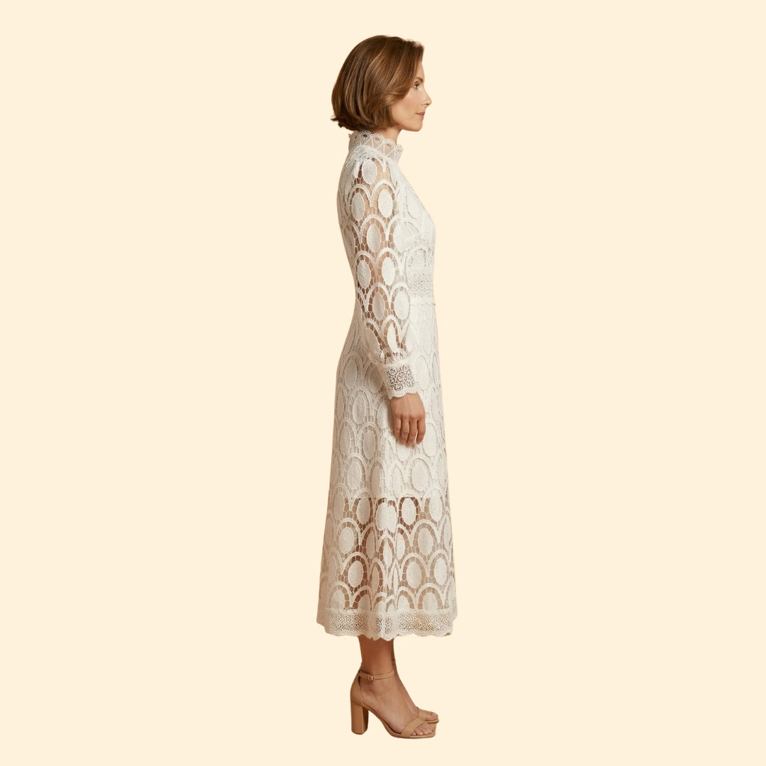Women’s Midi Dress with Scalloped Lace